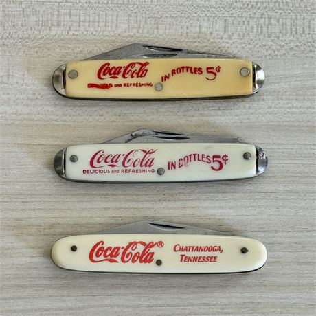 Vintage Coca-Cola Advertising Pocket Knives, Lot of 3