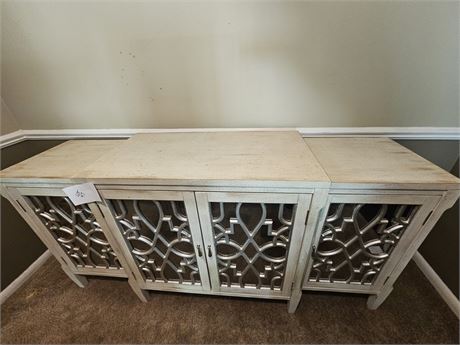 Brush Cream Color with Lattice & Glass Front Sideboard