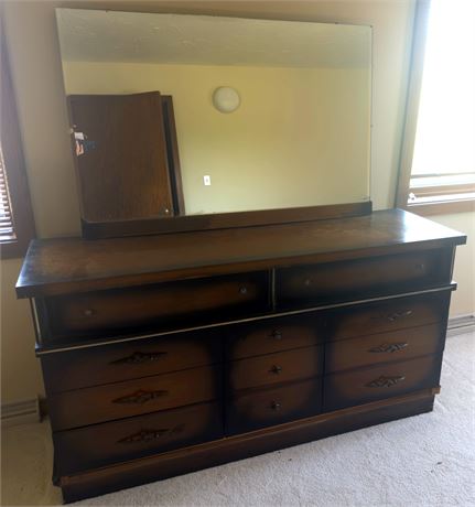 MCM Ombre Wood Dresser and Matching Mirror