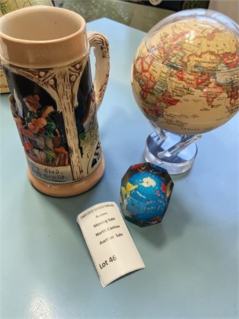 Ein Lustig Lied Beer Stein From West Germany, MOVA Globe in Antique Yellow