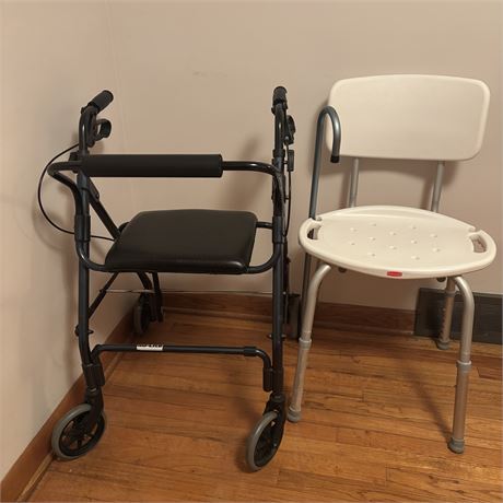 Drive Medical Go-Lite Rolling Walker and Shower Seat