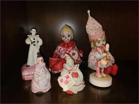 Clown Music Box & Figurine Lot: Enesco / Japan & More