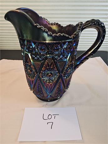 Imperial Amethyst Carnival Glass Diamond Lace Pitcher