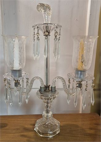 Antique Cut Glass 2 Arm Electric Candlebra Lamp