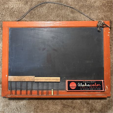 Old Chalkboard (33 x 20") and Implements