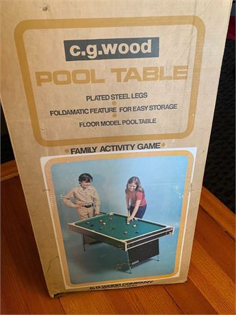 Vintage C.G. Wood Pool Table Family Activity Game In Original Box