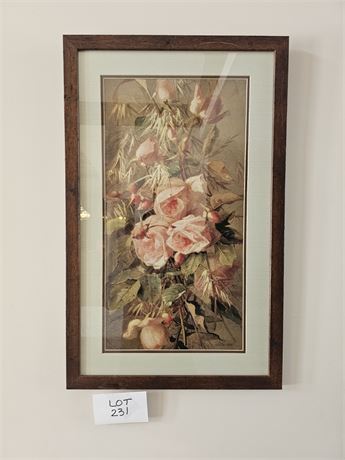 Still Life Floral Art Print in Wood Frame