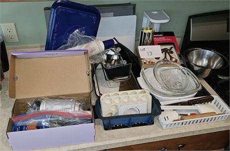 Mixed Baking Lot- Mixing Bowls, Molds, Cake Pans, Corningware & Much More