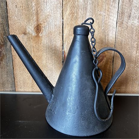 Antique Miners Oil Wick Lamp with Hanger
