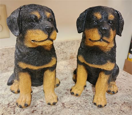 2- Rottweiler Puppy Statues