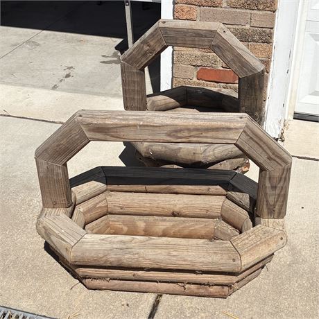 Outdoor Timber Framed Basket Planters