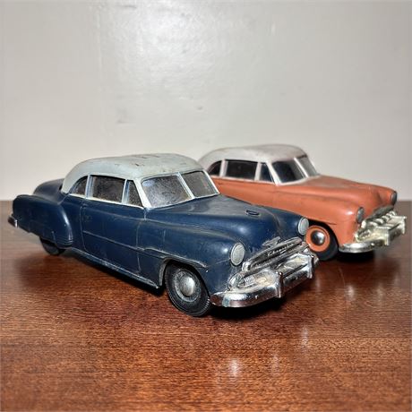 Two 1950's Promo Giveaway Plastic Car Coin Banks