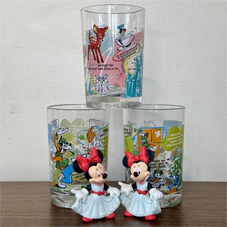 McDonald's Disney Glasses, 100 Years of Magic & Minnie Mouse Figurines