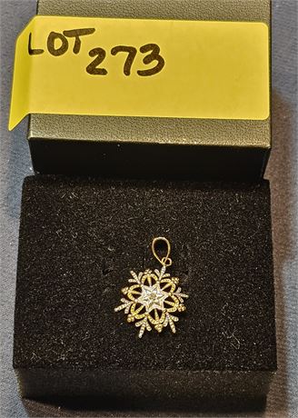 14k Snowflake White / Rose Gold Pendant 0.5 dwt