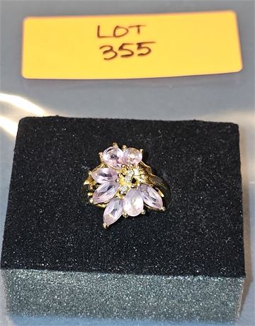 Sterling 925 Lavender Topaz & CZ Ring Sz 10