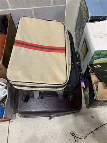 Vintage Suitcase Luggage Lot of 3 - 2 Hardshell - 1 Canvas/Fabric