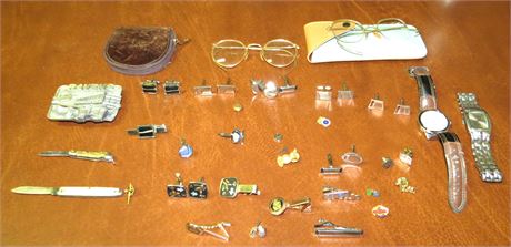 Cufflinks, Watches, Pocket Knives, Vintage Glasses