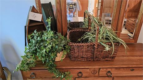 Mixed Decor Lot: Faux  Greenery, Boat Shelf 22"H & More