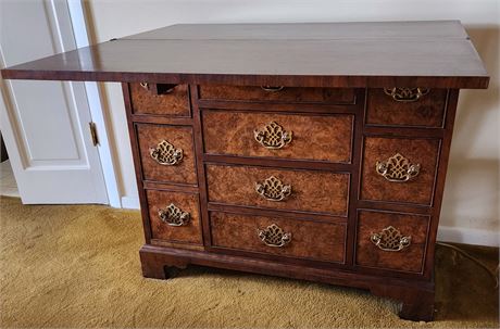 Higbees Furniture Georgian Burl Wood Flip Top Buffet Server