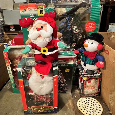 Fiber Optic Holiday Decor + Musical Santa & Tree, All w/ Boxes