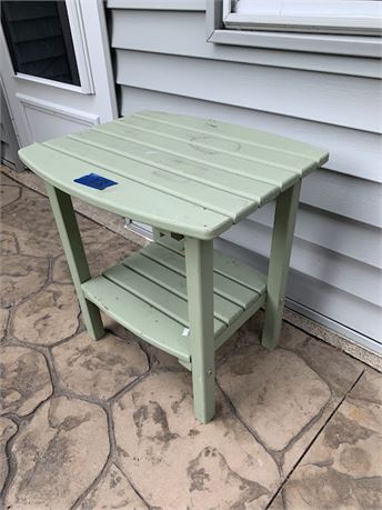 Rectangular Green Plastic Outdoor Two Tiered Patio Side Table