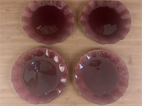 Set of 4 Amethyst Depression/Carnival Glass Plates