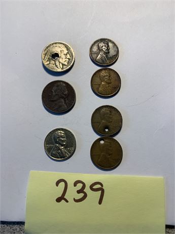 Vintage US Coin Lot Buffalo Nickel Pennies