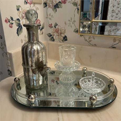 13" Vanity Mirror with Decorative Collectibles