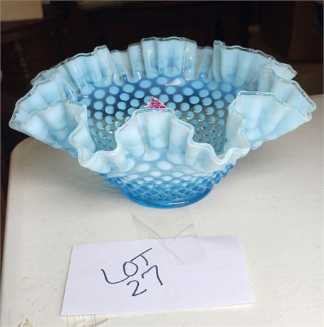 Fenton Blue Glass Hobnail Bowl