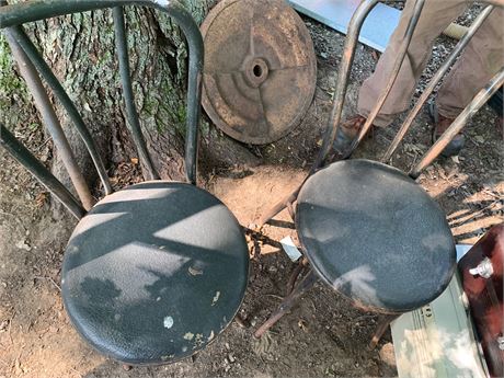 Vintage Metal/Padded Ice Cream Parlor or Cafe Chairs - Set of 6