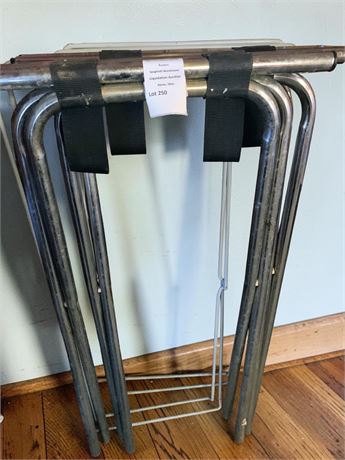 Industrial Tubular Steel Folding Restaurant Tray Stands (Lot of 4)
