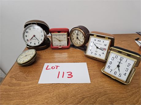 Mixed Vintage Travel Clock Lot - Wind Ups