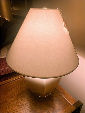 White Ceramic Table Tamp W/Fabric Shade (Matches Lot 47)