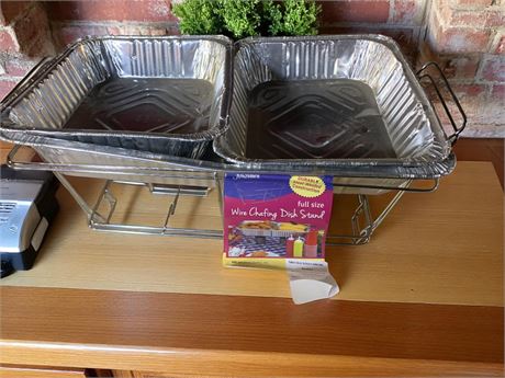 Full Size Wire Chafing Dish Stand With Foil Pans