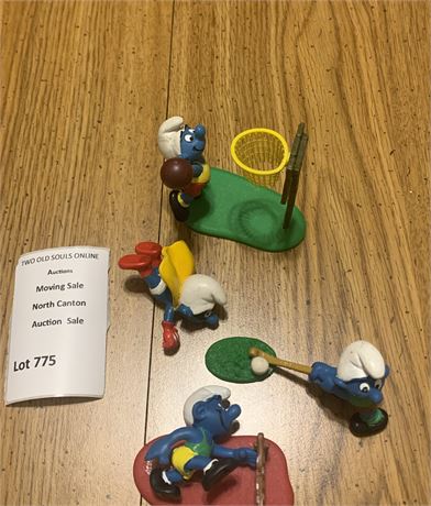 1980s Schleich Peyo Sporty Smurf Figurines Lot of 5 Made In West Germany