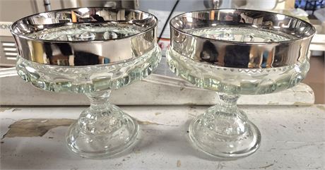 Indiana Glass Kings Crown Clear Compote Thumbprint Pedestal Dish