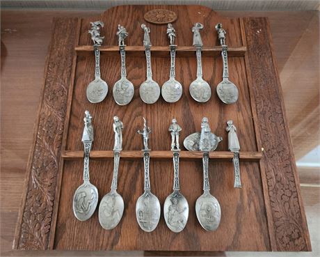 1979 Franklin Mint Disney Brothers Grimm Pewter Fairy Tale Spoon Set