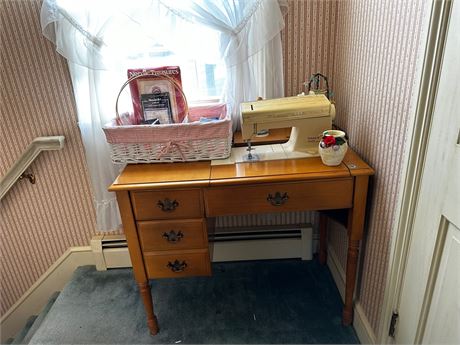 Vintage Sewing Table and Contents