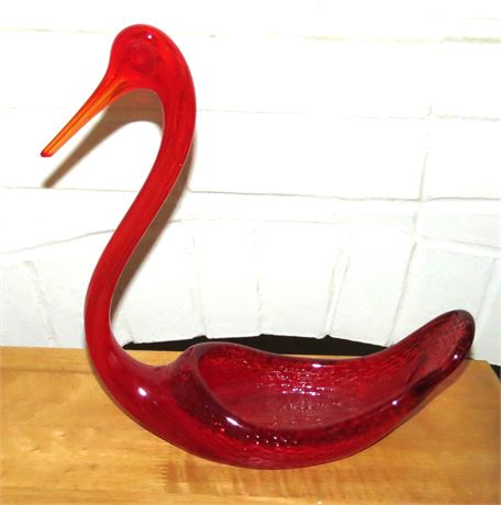 Glass Art Swan Dish