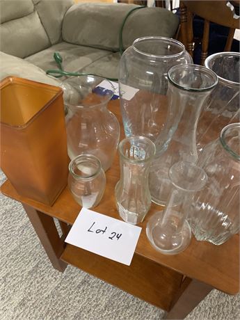 Decorative Clear Glass Flower Vase Lot - Varying Sizes and Styles