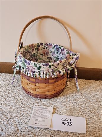 Longaberger 1996 May Series Sweet Pea Basket with Violet Liner