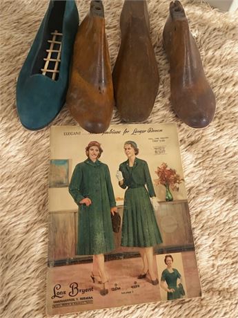 Antique Wood Cobbler Shoe Forms/Stretchers & Lane Bryant Fall/Winter Catalogue