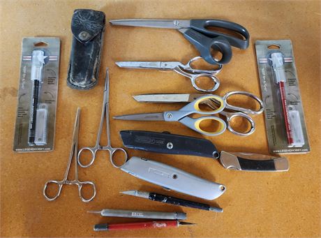 Utility knives, Scissors, Knife, etc