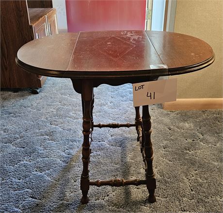 Antique Wood Wing End Table