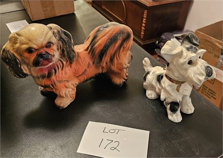 Vintage Coventry Ware Chalkware Terrier Dogs Statue