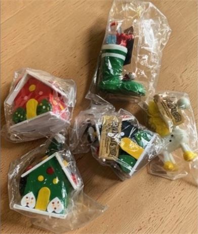 Miniature German-Style Wooden Christmas Tree Ornament Lot