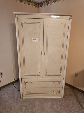 High Gloss White Gold Trim Wood Wardrobe Dresser