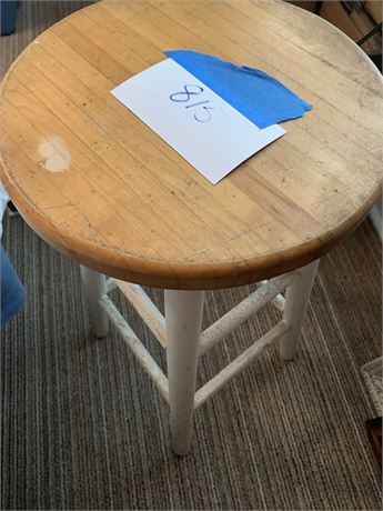 Wood Bar Or Island Stool With White Legs