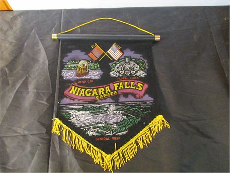 Vintage Velvet Niagara Falls Canada Souvenir Banner