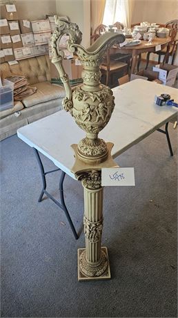 Greek Style Pedestal 38” Plant Stand & 20” Greek Style Urn Vase